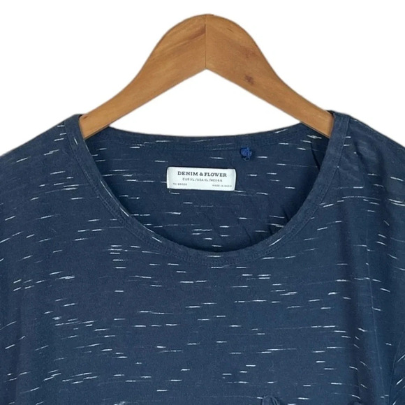 TS788 Mens Denim & Flower Designer Trendy Marled Pocket T Shirt XL - Picture 3 of 4